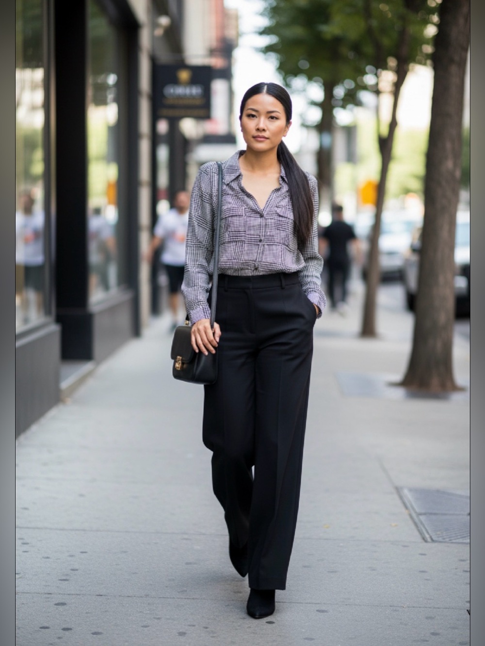 ALFRED SUNG Houndstooth Blouse